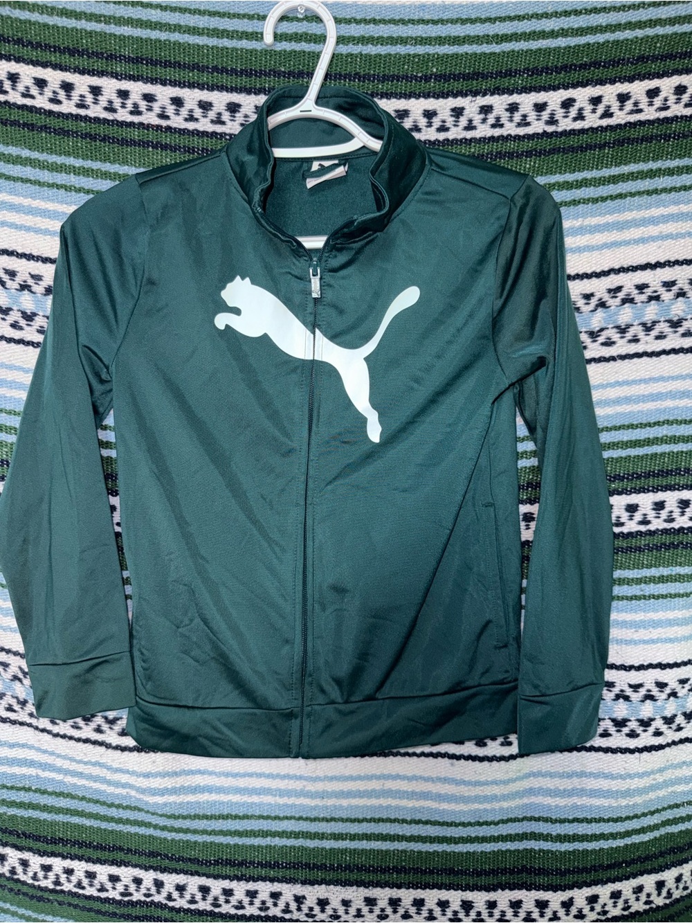 Puma Men’s Forest Green Full-Zip Athletic Jacket with White Logo